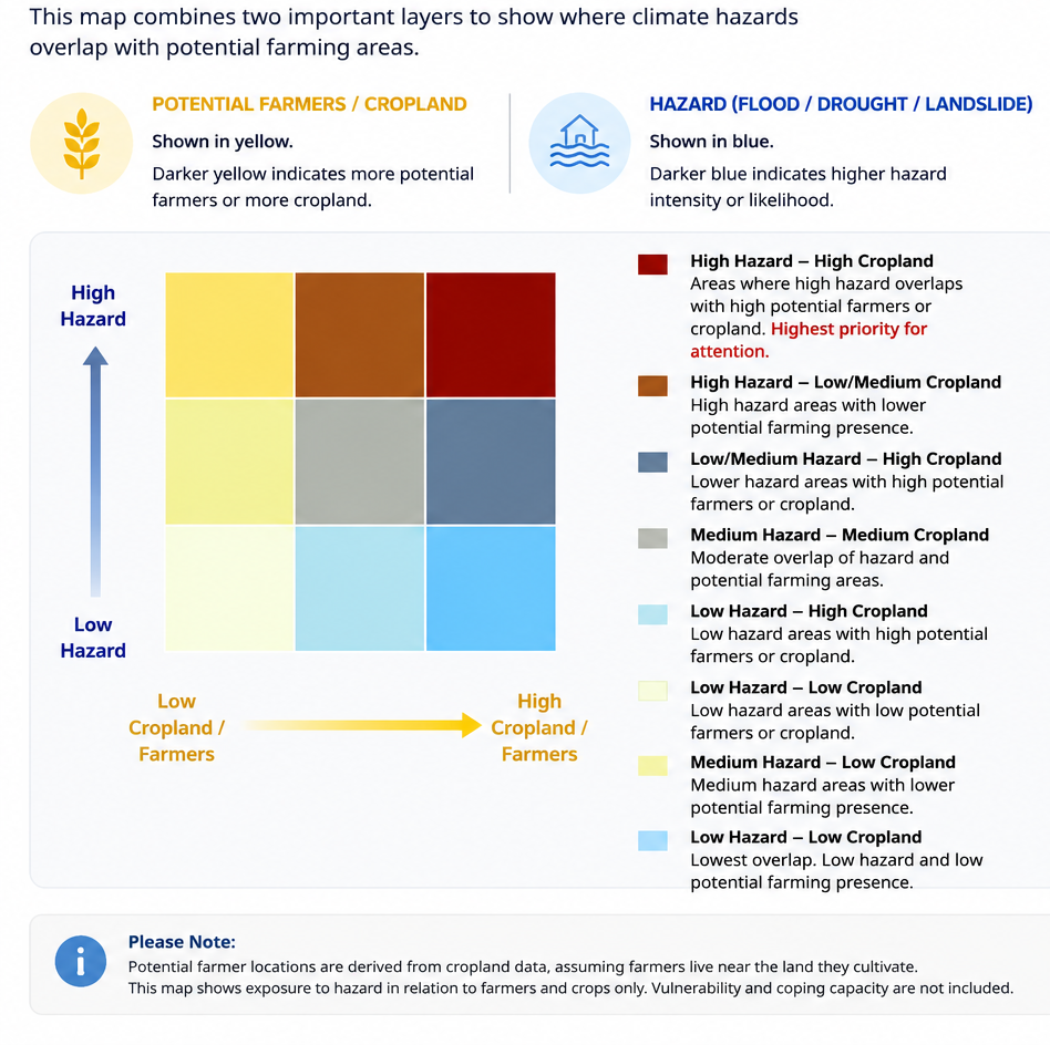 Guide explaining how to read the bivariate risk map